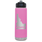 Laser etched light purple 20 oz vacuum insulated water bottle with 'Idaho Home' design