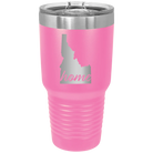 Laser etched pink 30 oz vacuum insulated tumbler with 'Idaho Home' design