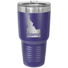 Laser etched purple 30 oz vacuum insulated tumbler with 'Idaho Home' design