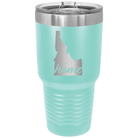 Laser etched teal 30 oz vacuum insulated tumbler with 'Idaho Home' design
