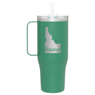 Laser etched forage 40 oz vacuum insulated tumbler mug with 'Idaho Home' design