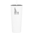 Laser etched white 20 oz vacuum insulated tumbler with 'Idaho Home' design