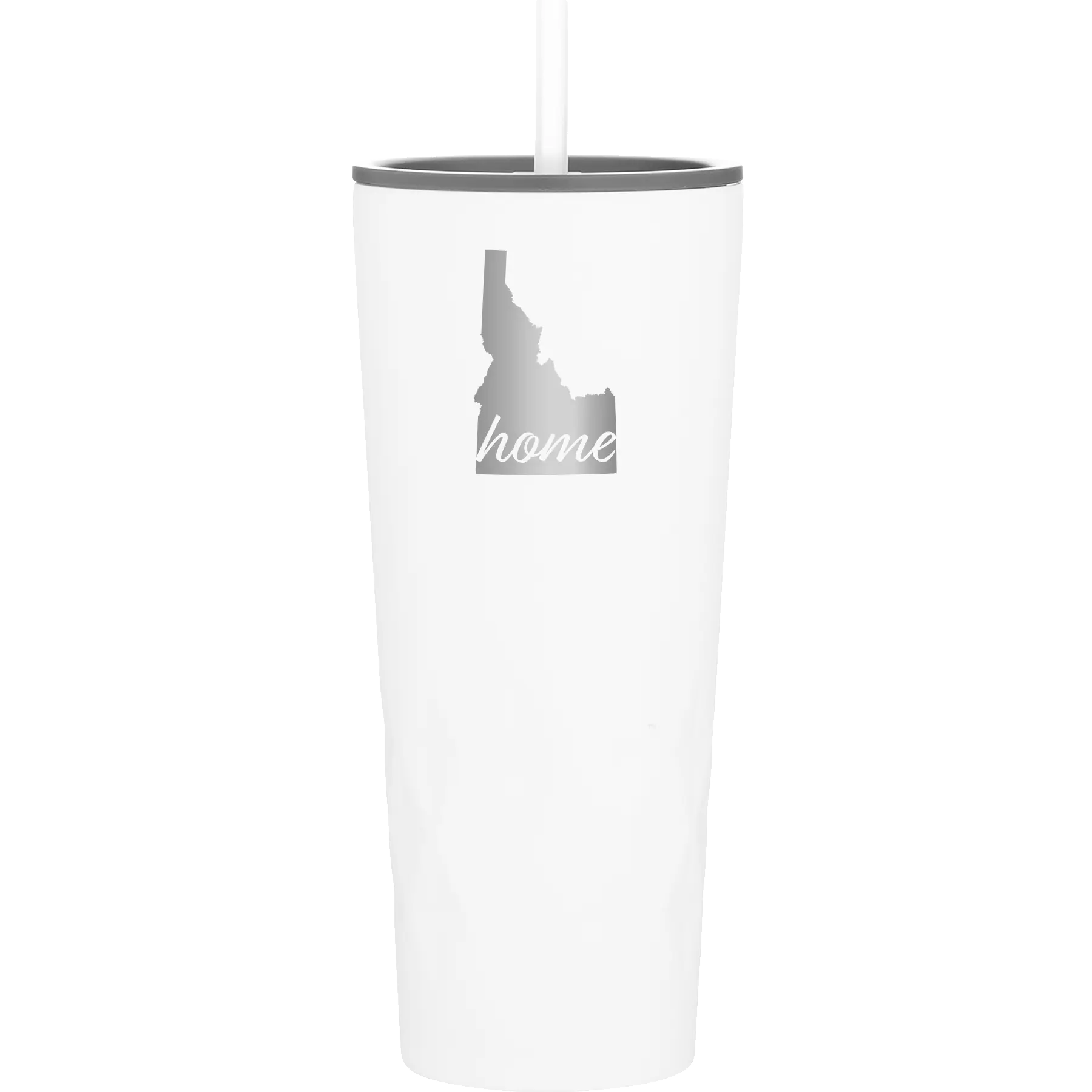 Laser etched white 20 oz vacuum insulated tumbler with 'Idaho Home' design