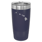 Laser etched navy 20 oz vacuum insulated tumbler with 'Hawaii Home' design