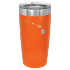 Laser etched orange 20 oz vacuum insulated tumbler with 'Hawaii Home' design