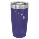 Laser etched purple 20 oz vacuum insulated tumbler with 'Hawaii Home' design
