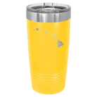 Laser etched yellow 20 oz vacuum insulated tumbler with 'Hawaii Home' design
