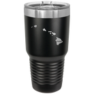 Laser etched black 30 oz vacuum insulated tumbler with 'Hawaii Home' design