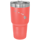 Laser etched coral 30 oz vacuum insulated tumbler with 'Hawaii Home' design