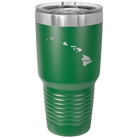 Laser etched green 30 oz vacuum insulated tumbler with 'Hawaii Home' design