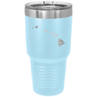 Laser etched light blue 30 oz vacuum insulated tumbler with 'Hawaii Home' design