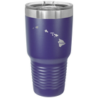 Laser etched purple 30 oz vacuum insulated tumbler with 'Hawaii Home' design