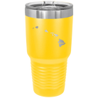 Laser etched yellow 30 oz vacuum insulated tumbler with 'Hawaii Home' design