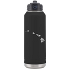 Laser etched black 32 oz vacuum insulated water bottle with 'Hawaii Home' design