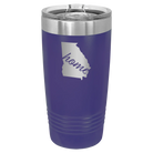Laser etched purple 20 oz vacuum insulated tumbler with 'Georgia Home' design