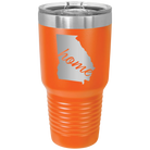 Laser etched orange 30 oz vacuum insulated tumbler with 'Georgia Home' design