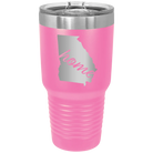 Laser etched pink 30 oz vacuum insulated tumbler with 'Georgia Home' design