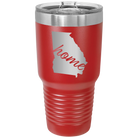 Laser etched red 30 oz vacuum insulated tumbler with 'Georgia Home' design