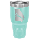 Laser etched teal 30 oz vacuum insulated tumbler with 'Georgia Home' design