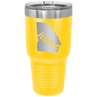 Laser etched yellow 30 oz vacuum insulated tumbler with 'Georgia Home' design