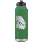 Laser etched green 32 oz vacuum insulated water bottle with 'Georgia Home' design