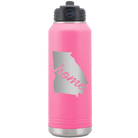 Laser etched pink 32 oz vacuum insulated water bottle with 'Georgia Home' design