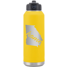 Laser etched yellow 32 oz vacuum insulated water bottle with 'Georgia Home' design