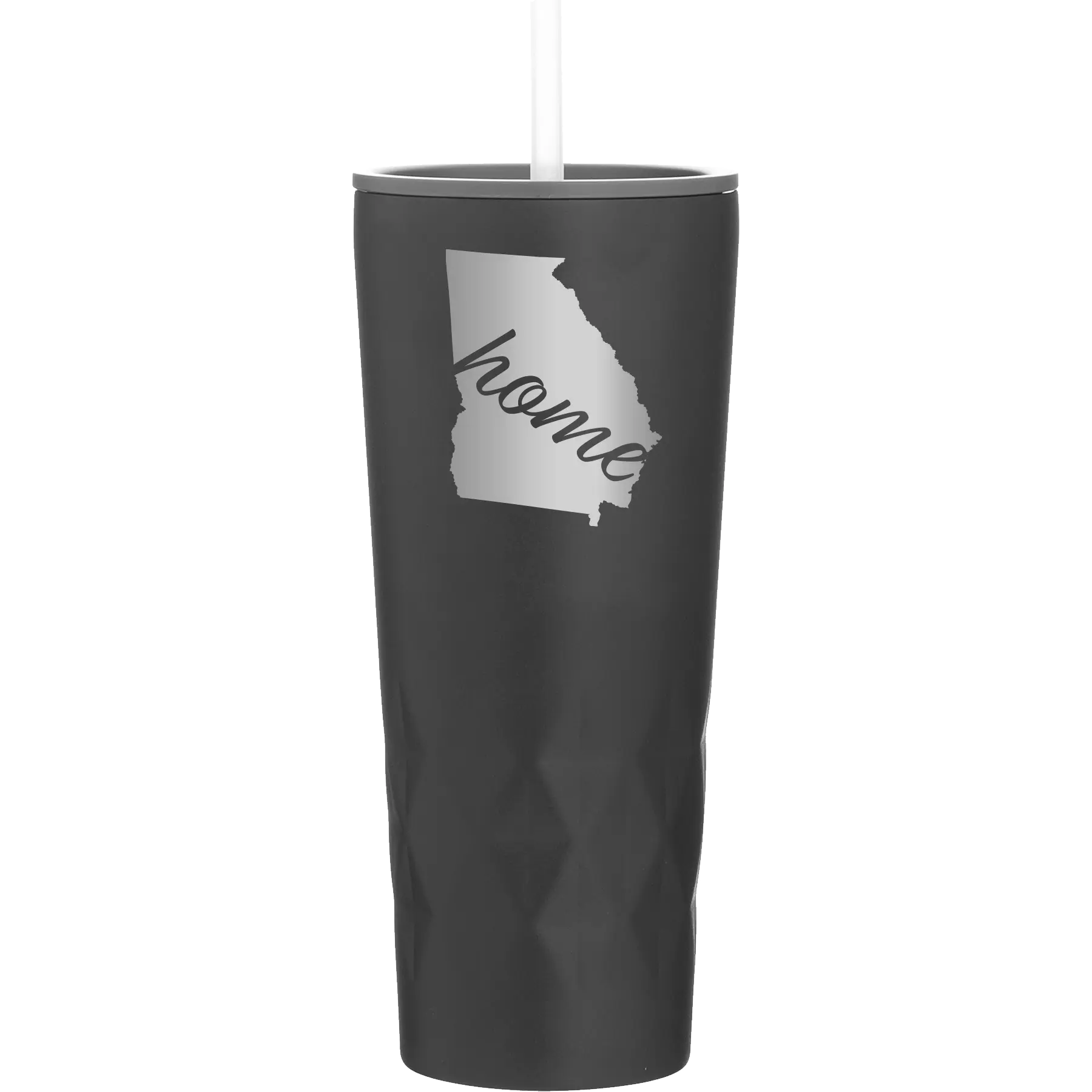 Laser etched black 20 oz vacuum insulated tumbler with 'Georgia Home' design