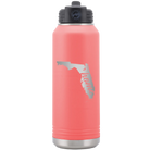 Laser etched coral 32 oz vacuum insulated water bottle with 'Florida Home' design