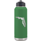 Laser etched green 32 oz vacuum insulated water bottle with 'Florida Home' design
