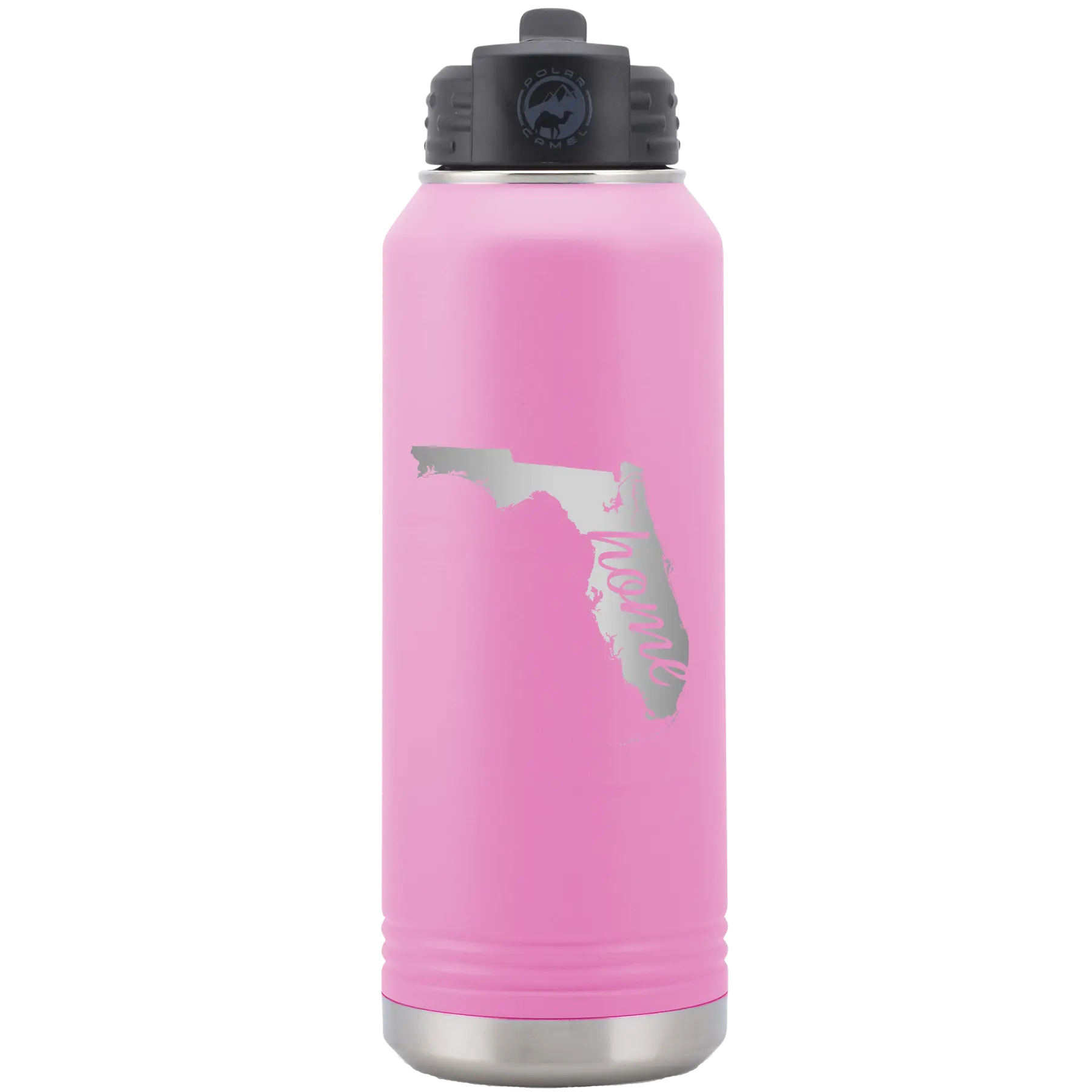 Laser etched light purple 32 oz vacuum insulated water bottle with 'Florida Home' design