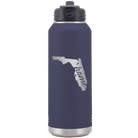 Laser etched navy 32 oz vacuum insulated water bottle with 'Florida Home' design