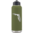 Laser etched olive green 32 oz vacuum insulated water bottle with 'Florida Home' design