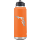 Laser etched orange 32 oz vacuum insulated water bottle with 'Florida Home' design