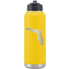 Laser etched yellow 32 oz vacuum insulated water bottle with 'Florida Home' design