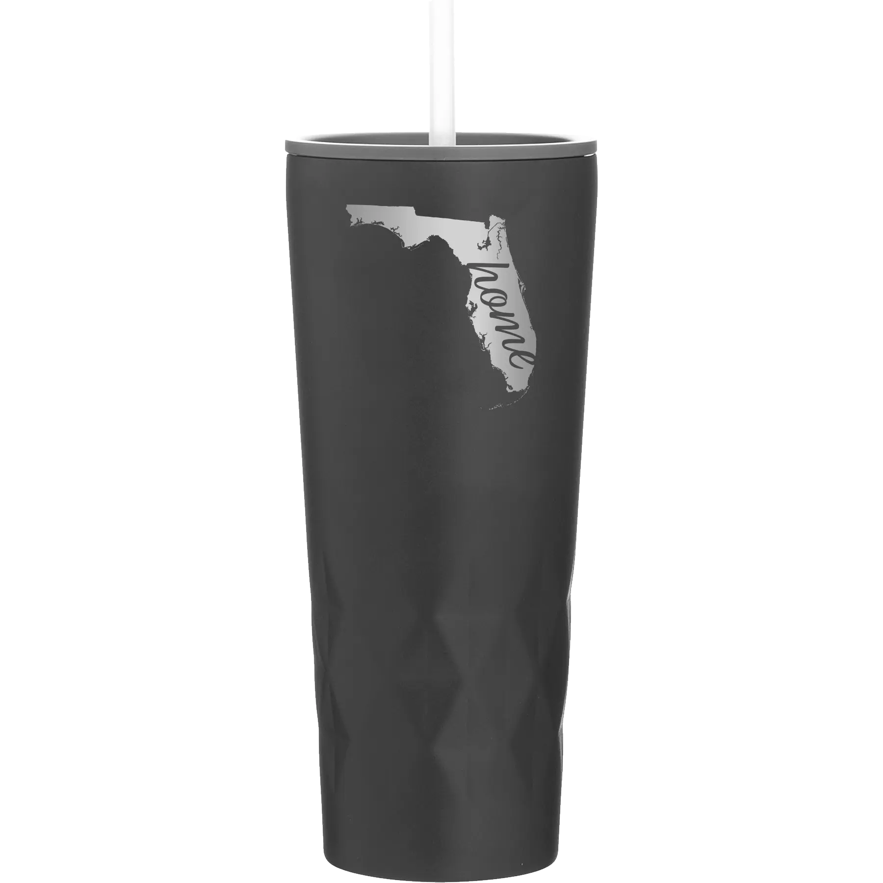 Laser etched black 20 oz vacuum insulated tumbler with 'Florida Home' design