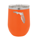 Laser etched orange 12 oz vacuum insulated wine cup with 'Florida Home' design