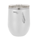 Laser etched white 12 oz vacuum insulated wine cup with 'Florida Home' design