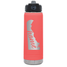 Laser etched coral 20 oz vacuum insulated water bottle with 'Delaware Home' design