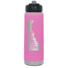 Laser etched light purple 20 oz vacuum insulated water bottle with 'Delaware Home' design