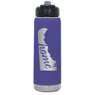 Laser etched purple 20 oz vacuum insulated water bottle with 'Delaware Home' design