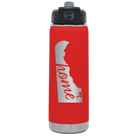 Laser etched red 20 oz vacuum insulated water bottle with 'Delaware Home' design