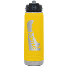 Laser etched yellow 20 oz vacuum insulated water bottle with 'Delaware Home' design