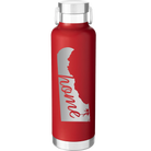 Laser etched red 24 oz vacuum insulated water bottle with 'Delaware Home' design