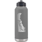 Laser etched dark gray 32 oz vacuum insulated water bottle with 'Delaware Home' design