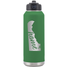Laser etched green 32 oz vacuum insulated water bottle with 'Delaware Home' design
