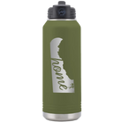 Laser etched olive green 32 oz vacuum insulated water bottle with 'Delaware Home' design