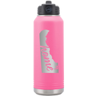 Laser etched pink 32 oz vacuum insulated water bottle with 'Delaware Home' design