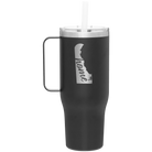 Laser etched black 40 oz vacuum insulated tumbler mug with 'Delaware Home' design