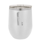 Laser etched white 12 oz vacuum insulated wine cup with 'Delaware Home' design